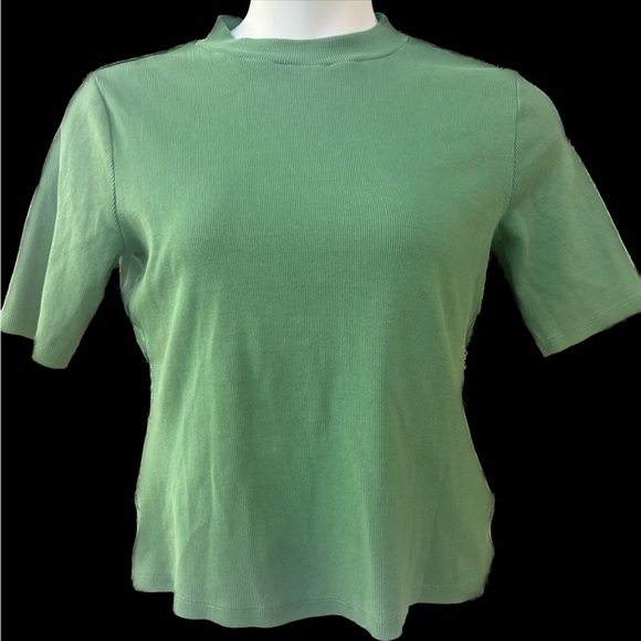 Maeve Tops - Maeve Green Short Sleeved Ribbed Mock Neck T-shirt size Large
